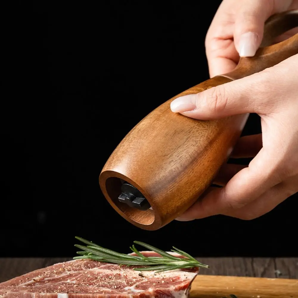 

2 шт., мельница для перца из дерева акации с керамическим сердечником, регулируемый размер частиц, мельница для перца в скандинавском стиле с основанием для хранения