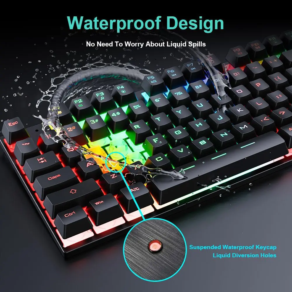 Waterproof Luminous Wired Gaming Keyboard And Mouse Set RGB Backlit Ergonomics Keyboard And Mouse Combo For PC Computer Laptop
