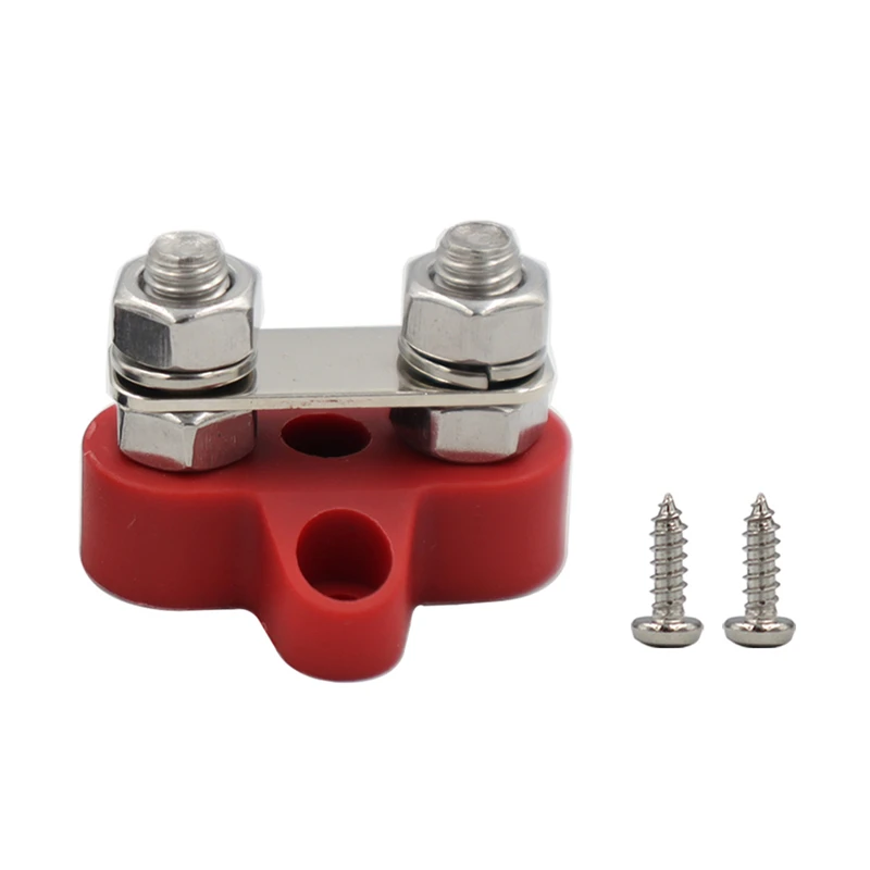 Dual Terminal Block Stud M8 Power Distribution Busbar Power Terminal Block Positive Negative Wiring Bolt for Truck RV Boat