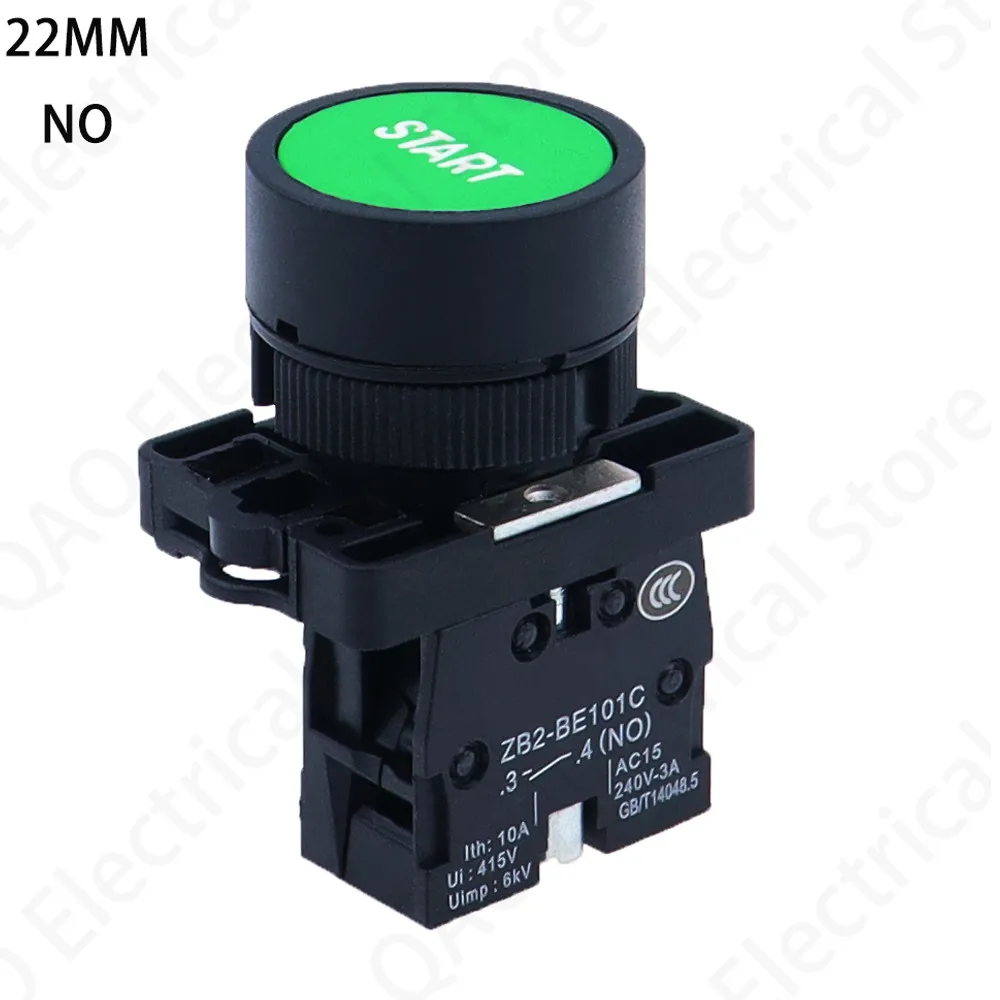 

22mm 1 NO N/O GREEN START Sign Momentary Push Button Switch 600V 10A XB2