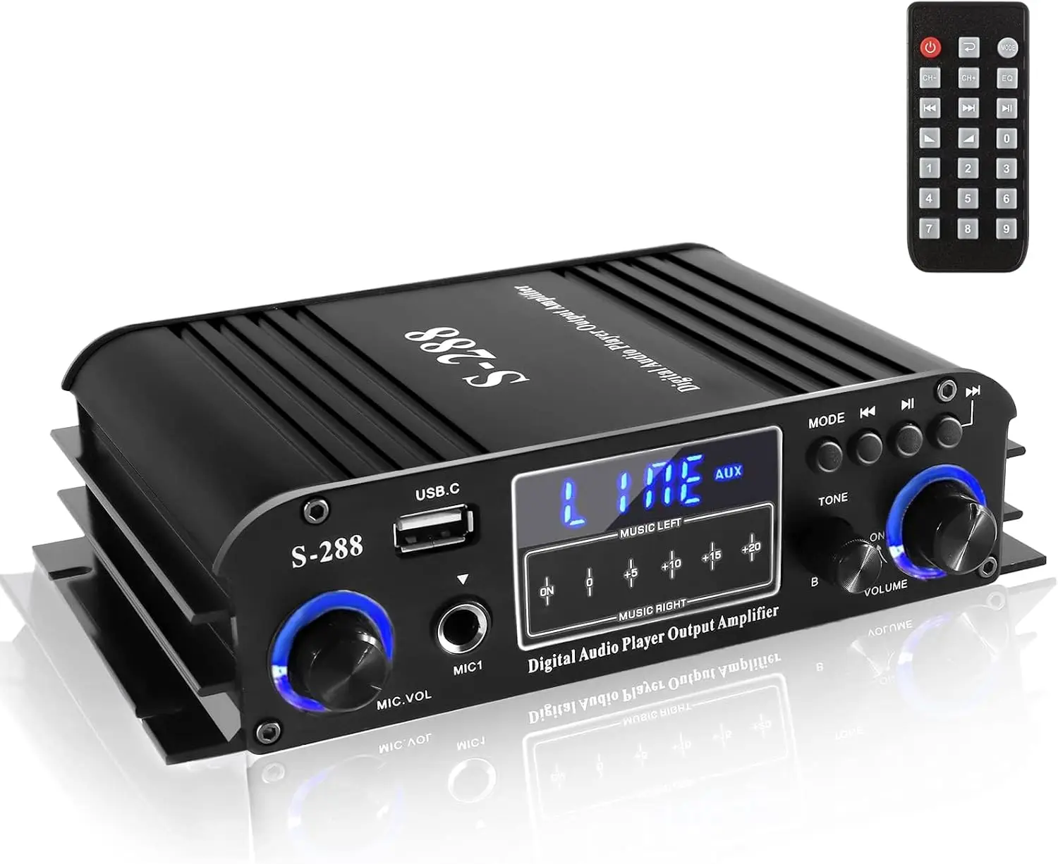 

4 Channel Bluetooth 5.0 Stereo Amplifier, 50Wx4 HiFi Power Amp, USB/SD/FM, Home Audio Receiver for Theater & Karaoke with Remote