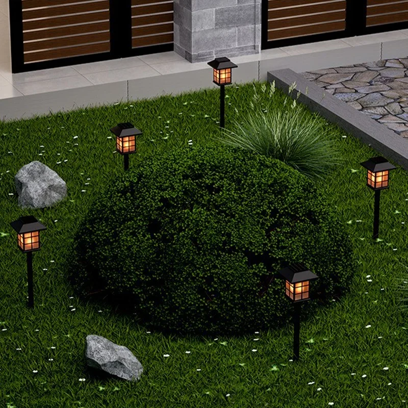 IP44 Waterproof Solar Outdoor Garden Lawn Light LED Simulation Flame Path Ambience Decoration Light Solar-Powered Street Lamps