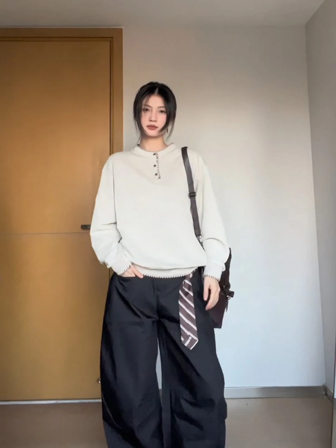 

Мужской свитшот с воротником Хенри, сшитый вручную, с длинными рукавами, в американском повседневном стиле, вязаный топ из мягкого полиэстера, стандартный крой