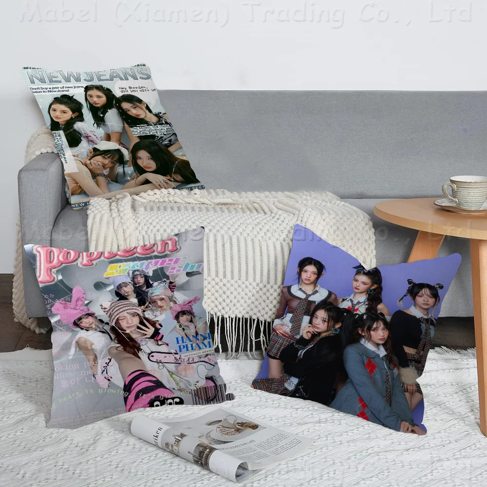 Kpop N-Newjeans Office Cushion Pillowcase Car Cushion Cover45X45CM Lumbar Pillowcase Sofa Pillowcover