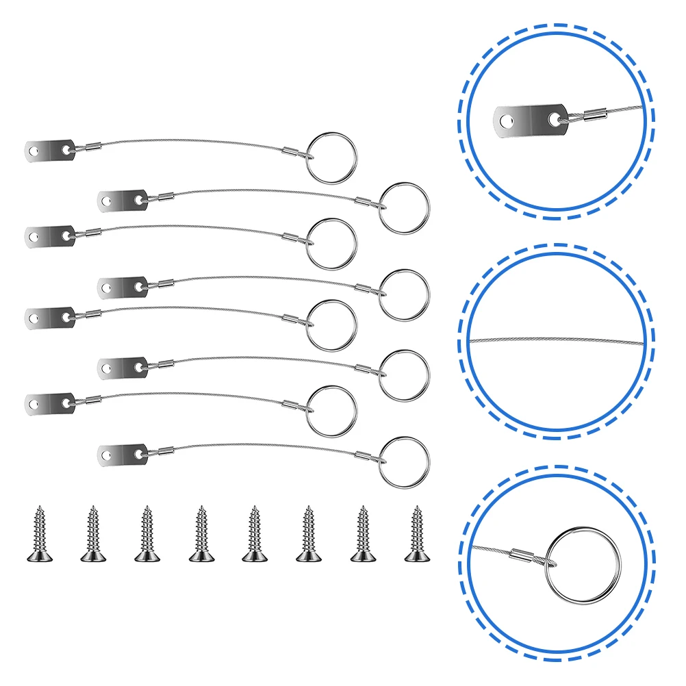 1Set Stainless Steel Lanyard Tether Cable Anti-Loss Rope Pin for Boat Tops Support Rods Marine Safety Wire Tether Set