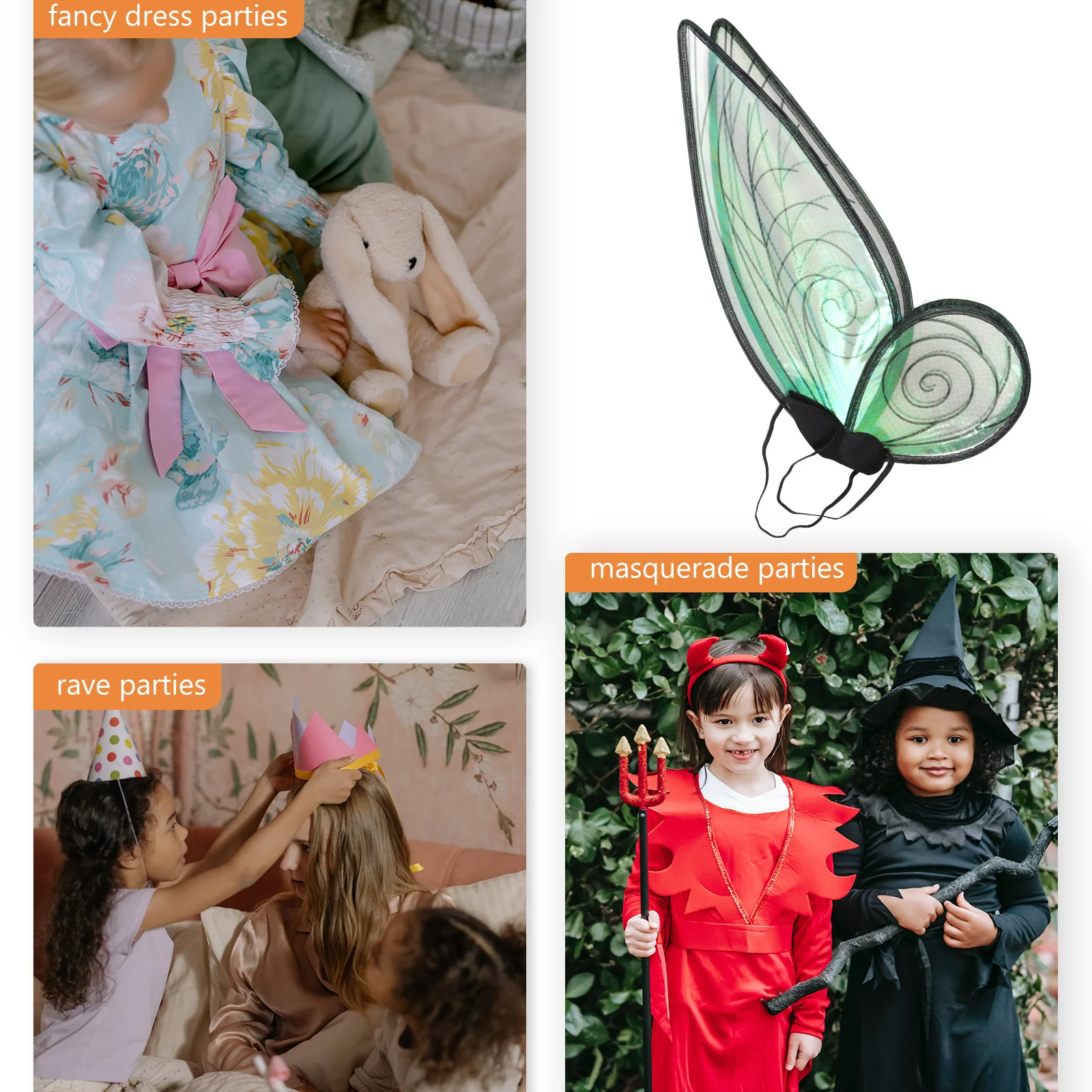 

Alasum Snowflake Fairy Wings Butterfly Costume for Kids Dazzling Cape Halloween Decor Yarn Pillar Wing Accessory