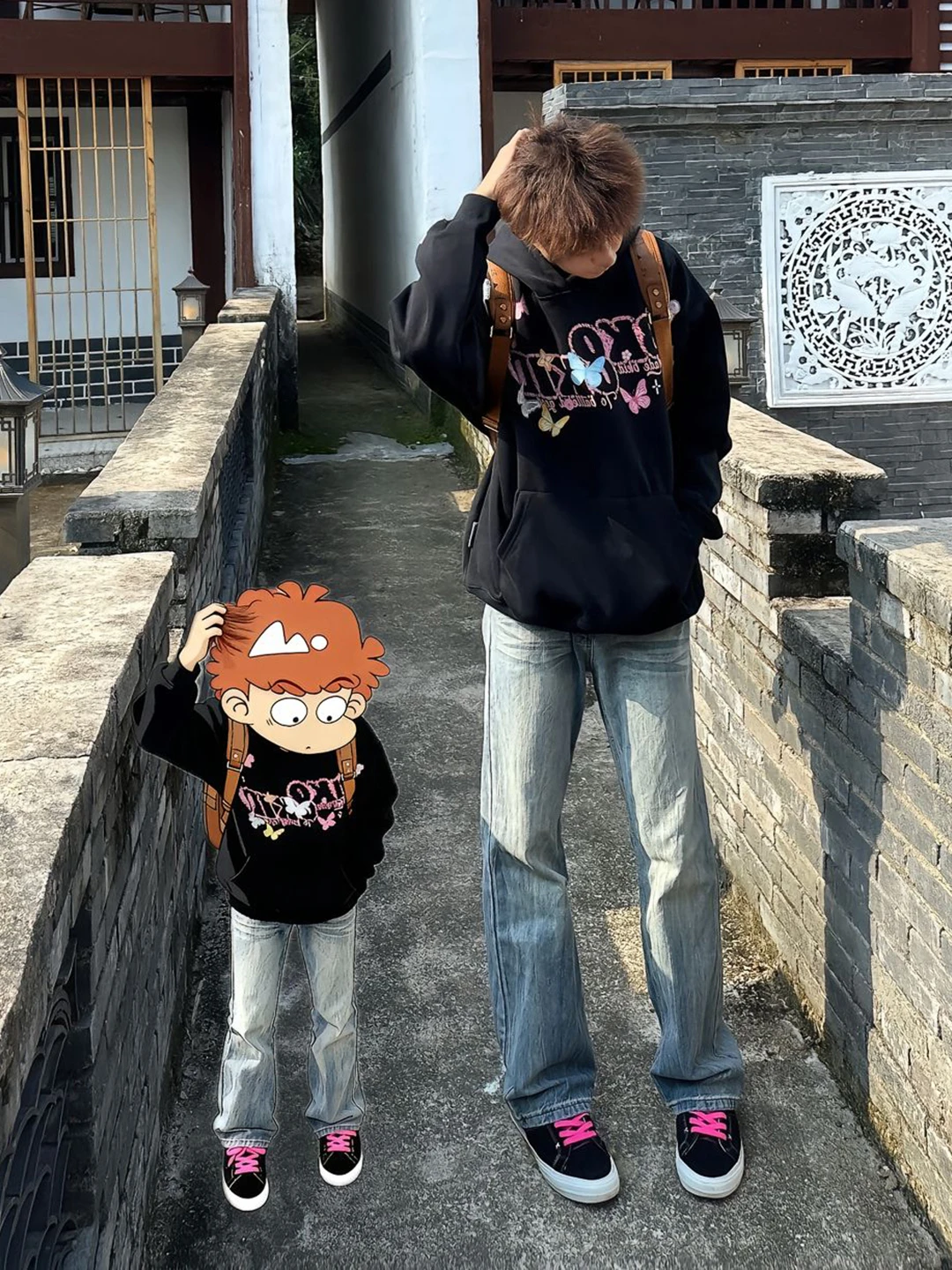 

Cleanfit Blue Bamboo Texture Men's Flared Jeans mid Waist Straight Leg Casual Trousers Autumn High Street Vibe Youth Fashion