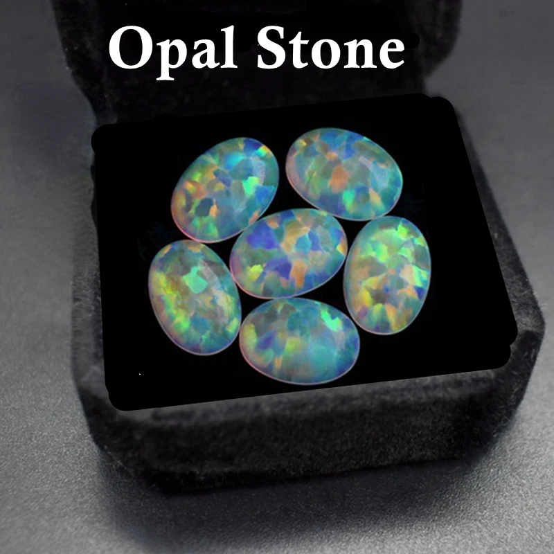 Boxed Pretty Opal Gem Loose Stone 10×14mm Oval Flat Loose Gemstone Fire Color For Jewelry Making/Mosaic/Collection/Gift