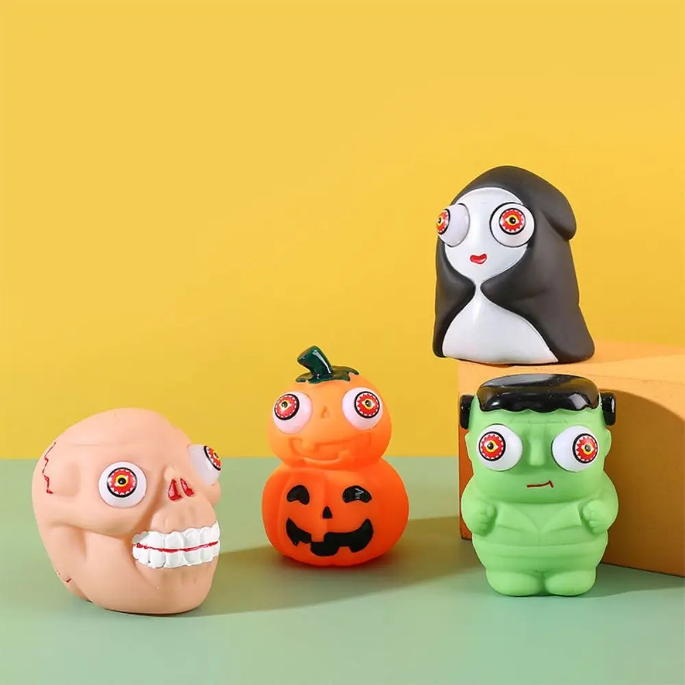 Sensory Toys Halloween Eye-popping Toy Slow Rebound Relief Stress Pumpkin Ghost Head Squeeze toy Durable Flexible Material