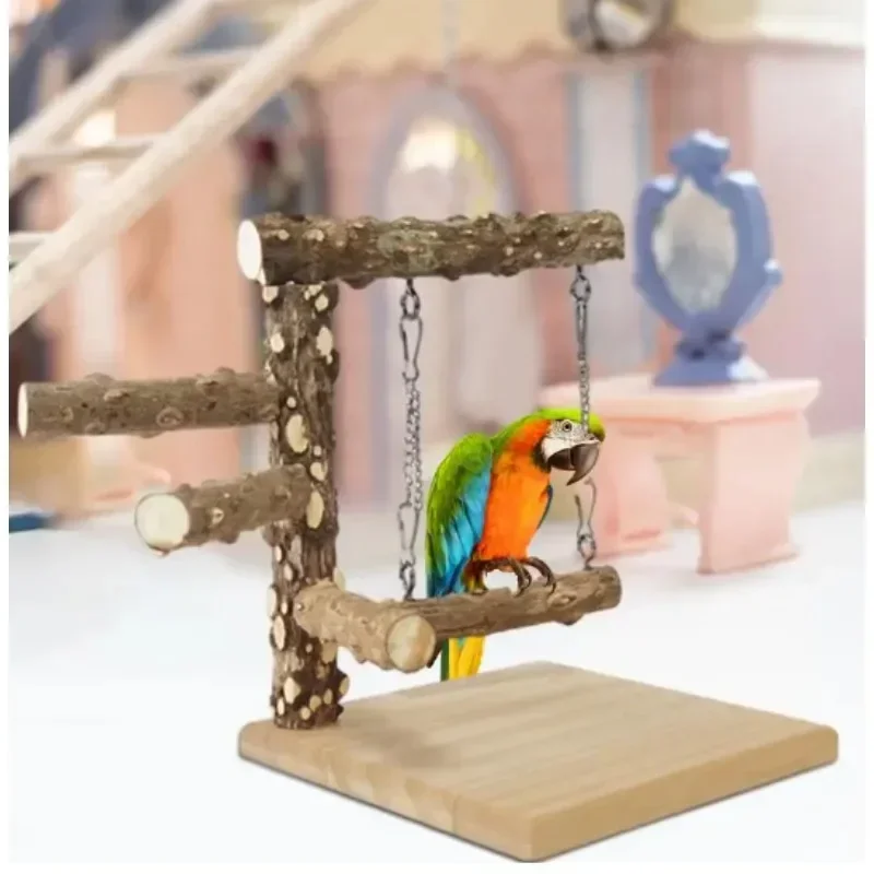 Solid Wood Parrot Stand Training Rack Bird Toy Supplies Training Rack Parrot Stand Pole Interaction Parrot Toys