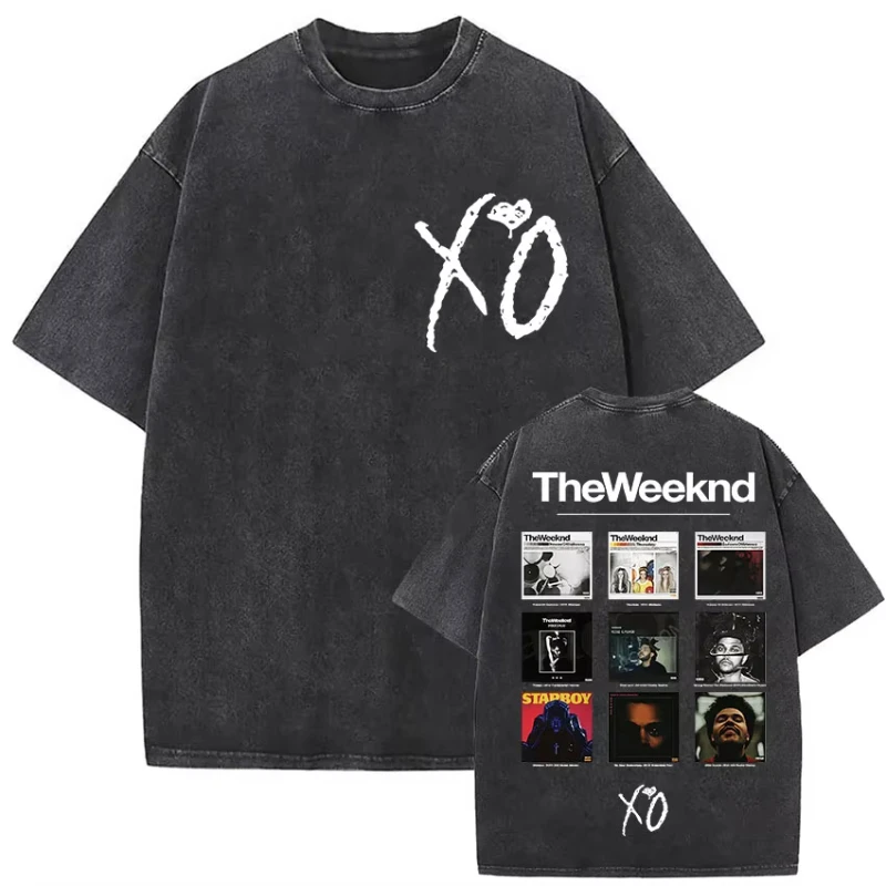 The Weeknd XO Tour 2025 تي شيرت عتيق مغسول للرجال والنساء موسيقى البوب تي شيرتات قصيرة الأكمام ملابس الراب الهيب هوب القوطية تي شيرت