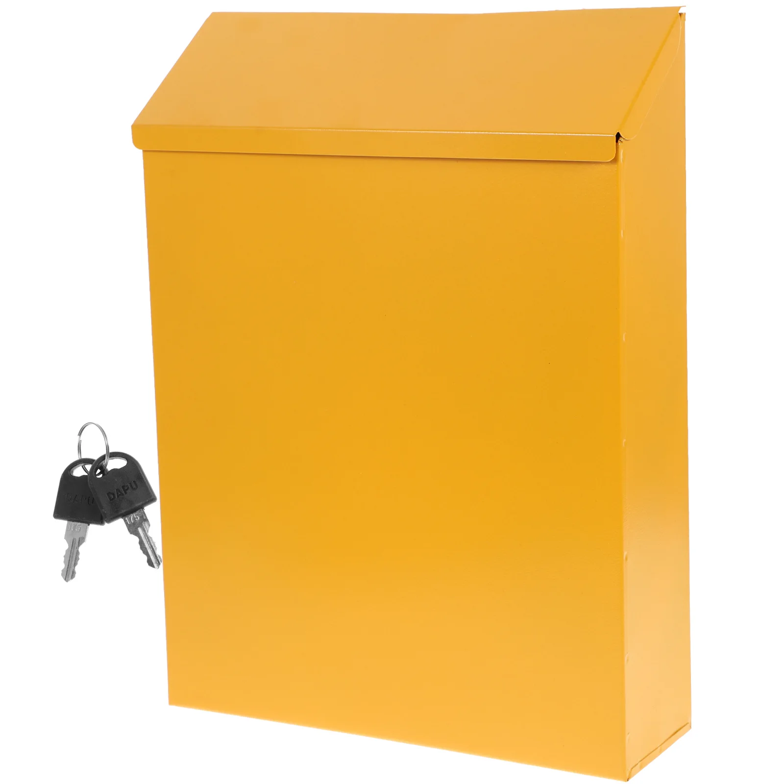

Wall Mounted Mailbox Large Capacity Iron Letter Box for Office School Yellow Storage Suggestion Complaint Box