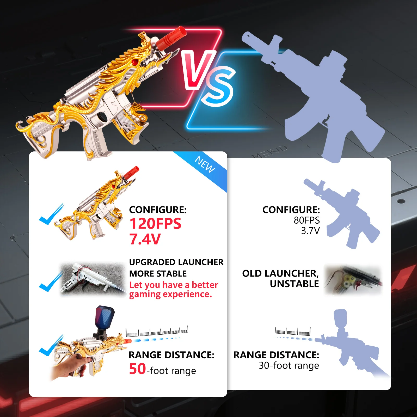 Von der Eltern zugelassen! Gel-Ball-Blaster, elektrische automatische Feuer-Spritzpistole, Spiele für Outdoor-/Indoor-Spiele ab 14 Jahren)