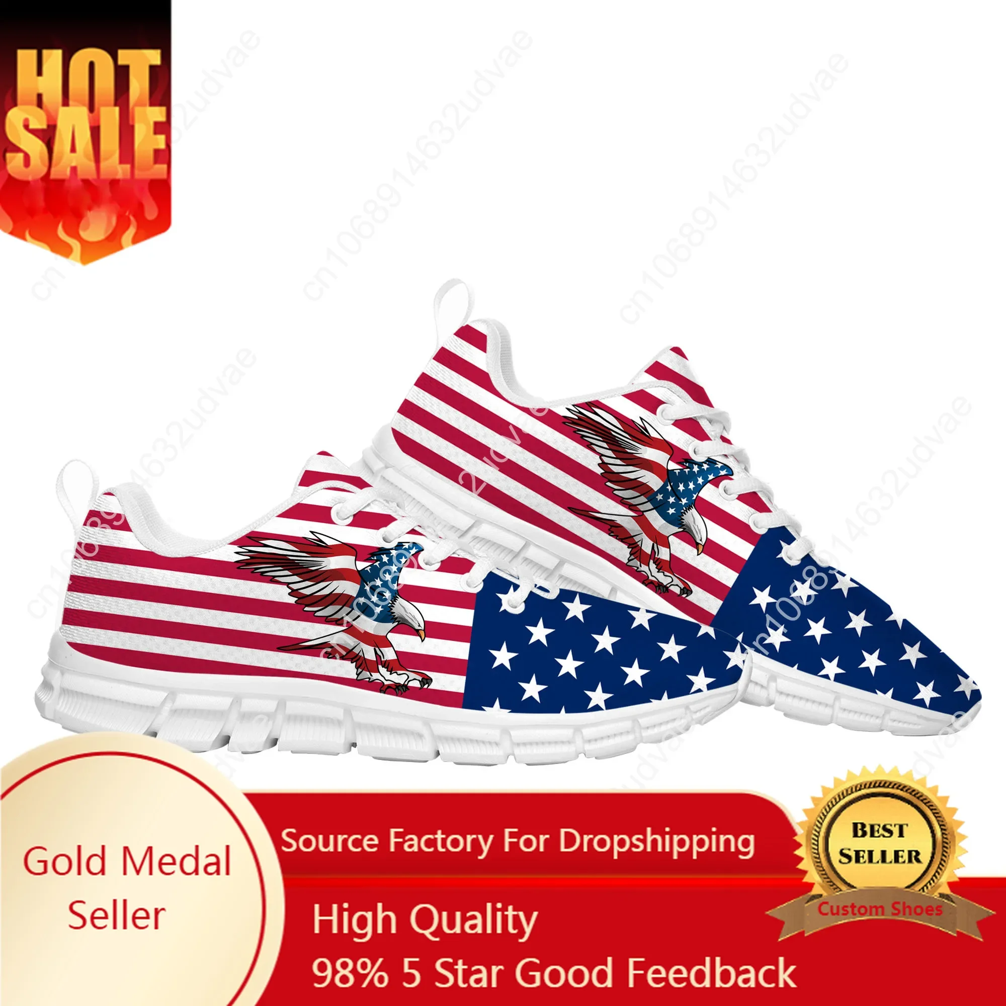 

USA Flag America Red Blue White Art Sports Shoes Mens Womens Teenager Sneakers Casual Custom Quality Couple Shoes