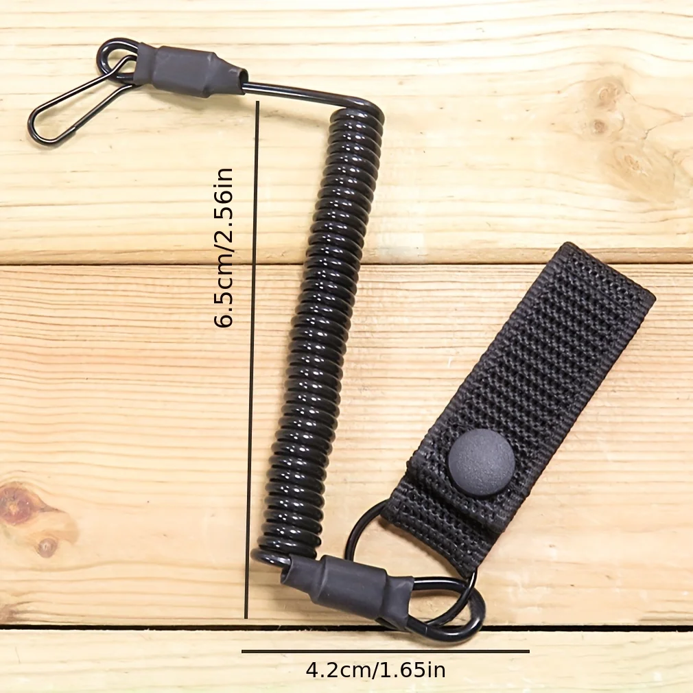 Tactical anti-loss elastic lanyard Anti-theft anti-cut spring seat belt gun rope key ring flashlight accessories