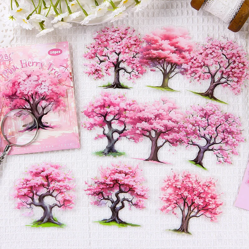 6Style 10Pcs/bag Cherry Dream Shadow Series Sticker Pack Creative Material DIY Handbook Scrapbook Photo Frame Calendar