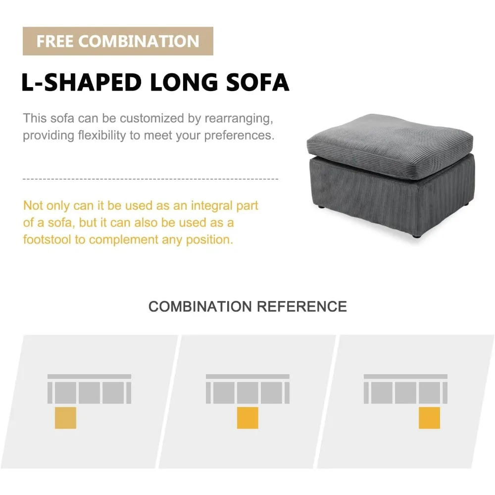 أريكة وحدات مريحة مستوحاة من السحابة على شكل حرف L مع مسند، أريكة منجدة حديثة بثلاثة مقاعد، أريكة مقطعية للاسترخاء #6