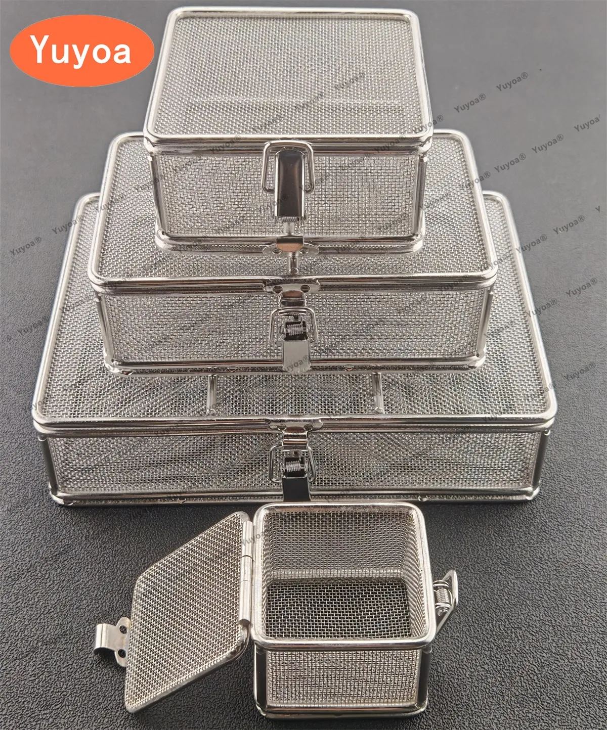 Dental Sterilization Basket with Cover 304 Stainless Steel Net Basket with Lid Ultrasonic