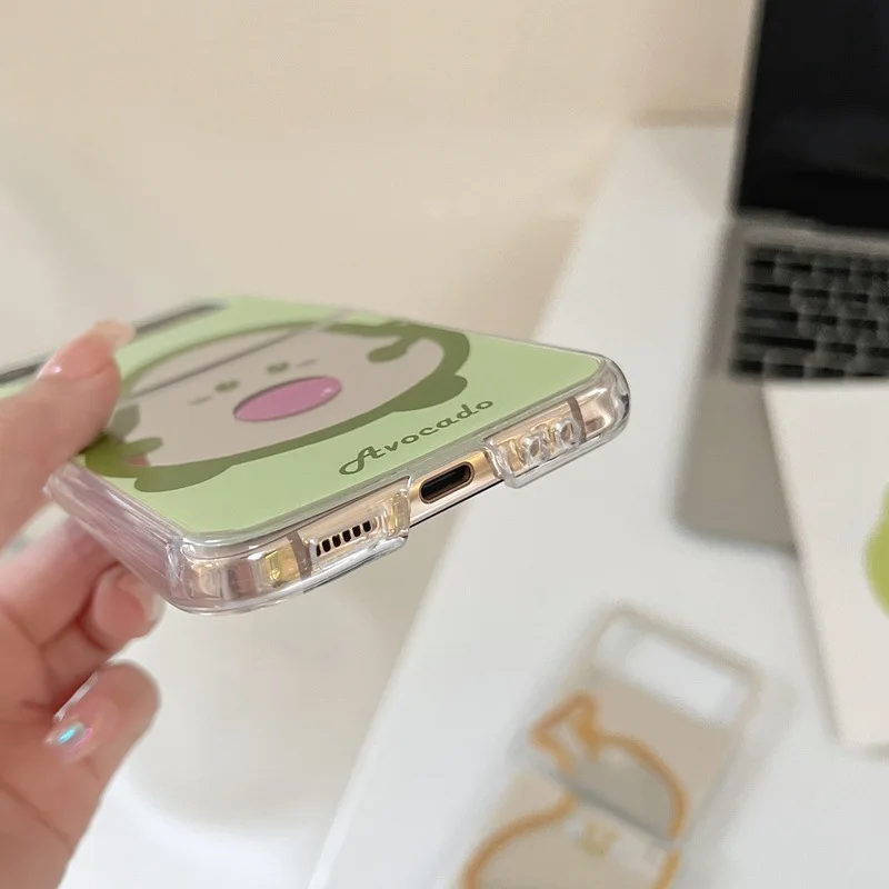 Mirror Cute Cartoon Fruit Case for Samsung Galaxy Z Flip 3 Z Flip 4 Z Flip 5 Hard PC Back Cover for ZFlip5 Case Shell