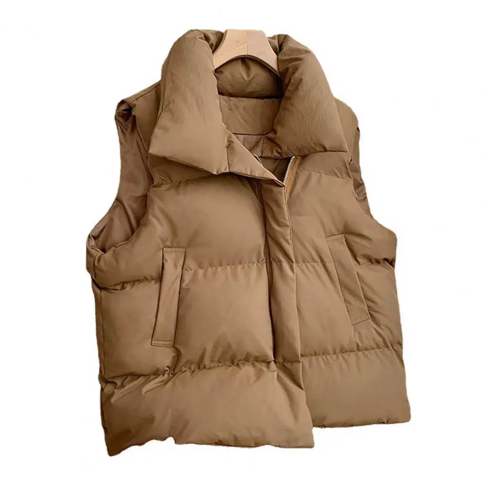 Vest Jacket  Simple Winter Warm Cotton Padded Puffer Vest  Cold Resistant Puffer Vest