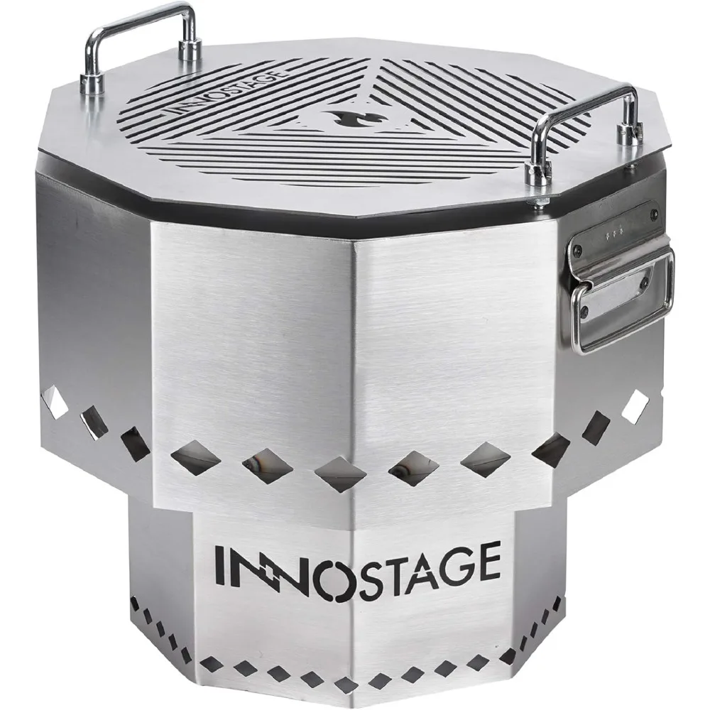 

Patented Smokeless Fire Bowl Pit with Barbecue Brill for Outdoor Wood Pellet Burning Spark with Portable Carrying Bag,