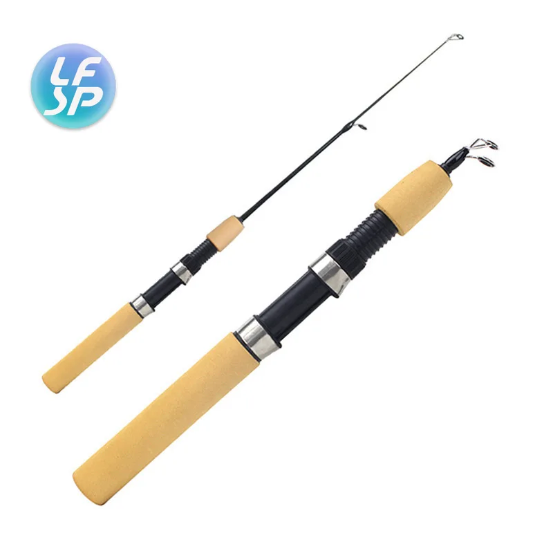 

Winter Shrimp Fishing Rods Mini Ice Rod Metal Fishing Reels Elastic Carbon Bait Anti Slip Wood Color Handle Casting Rod pesca