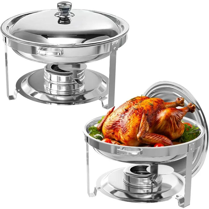 

Chafing Dishes Buffet Set, 5QT Stainless Steel Round Chafing Dish with Lid Complete Set for Catering, Parties, Wedding