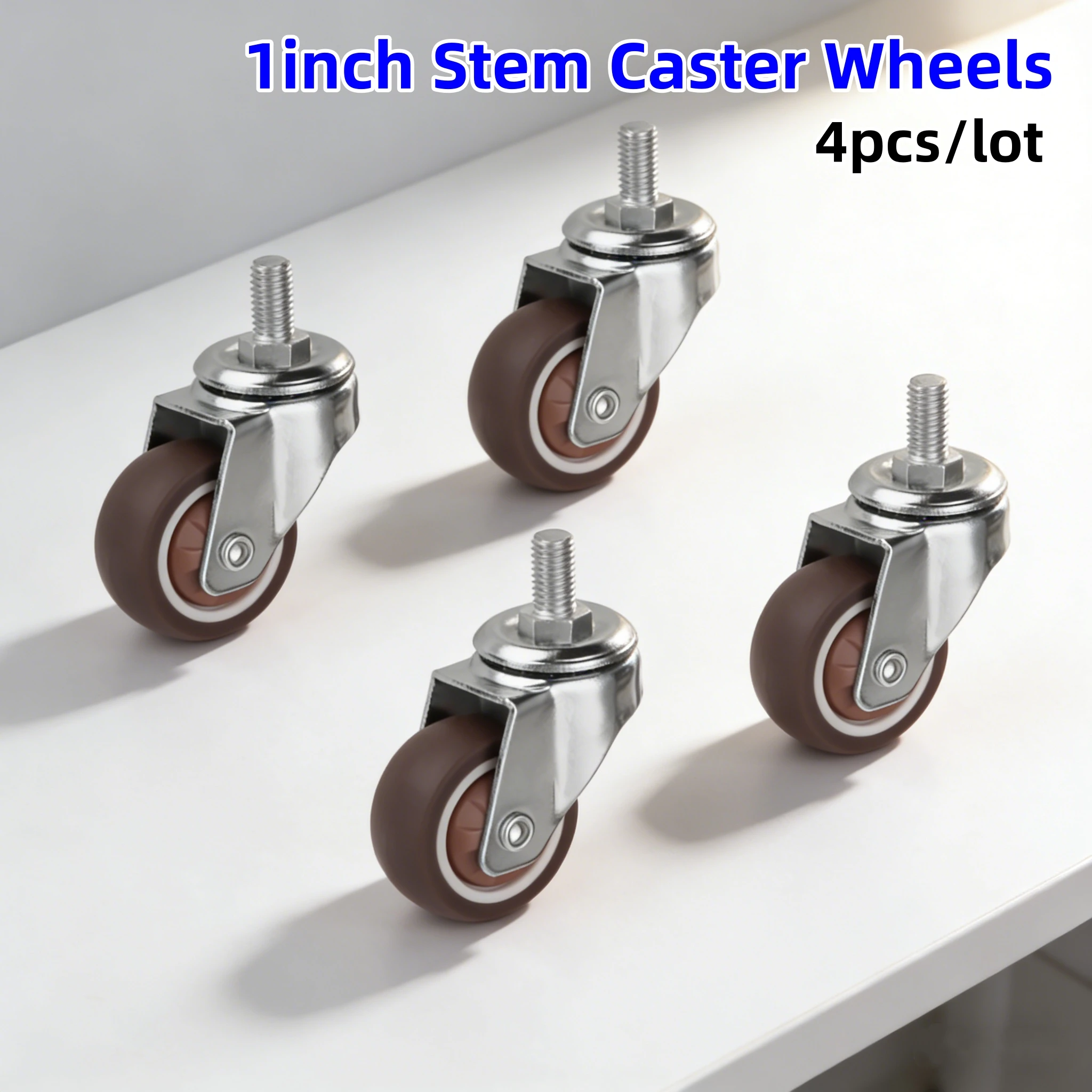 4 Pcs/lot 1 inch Stem Caster Wheels Furniture Castor Wheels TPR Screw Rod Wheels 360° Swivel Cart Wheels for Carts Furniture