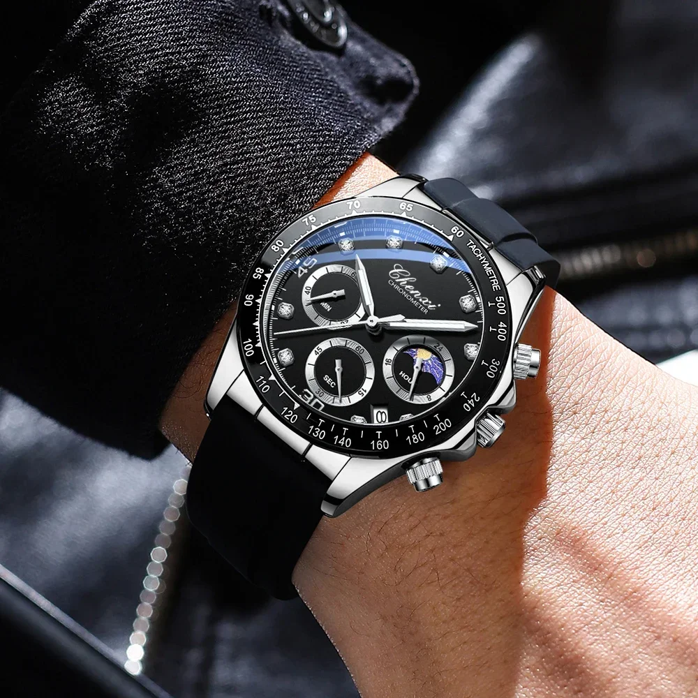 CX-958 CHENXI Original Mens Watches Luxury Business Moon Phase Wrist Watch Men Waterproof Chronograph Male Sport Quartz Clock