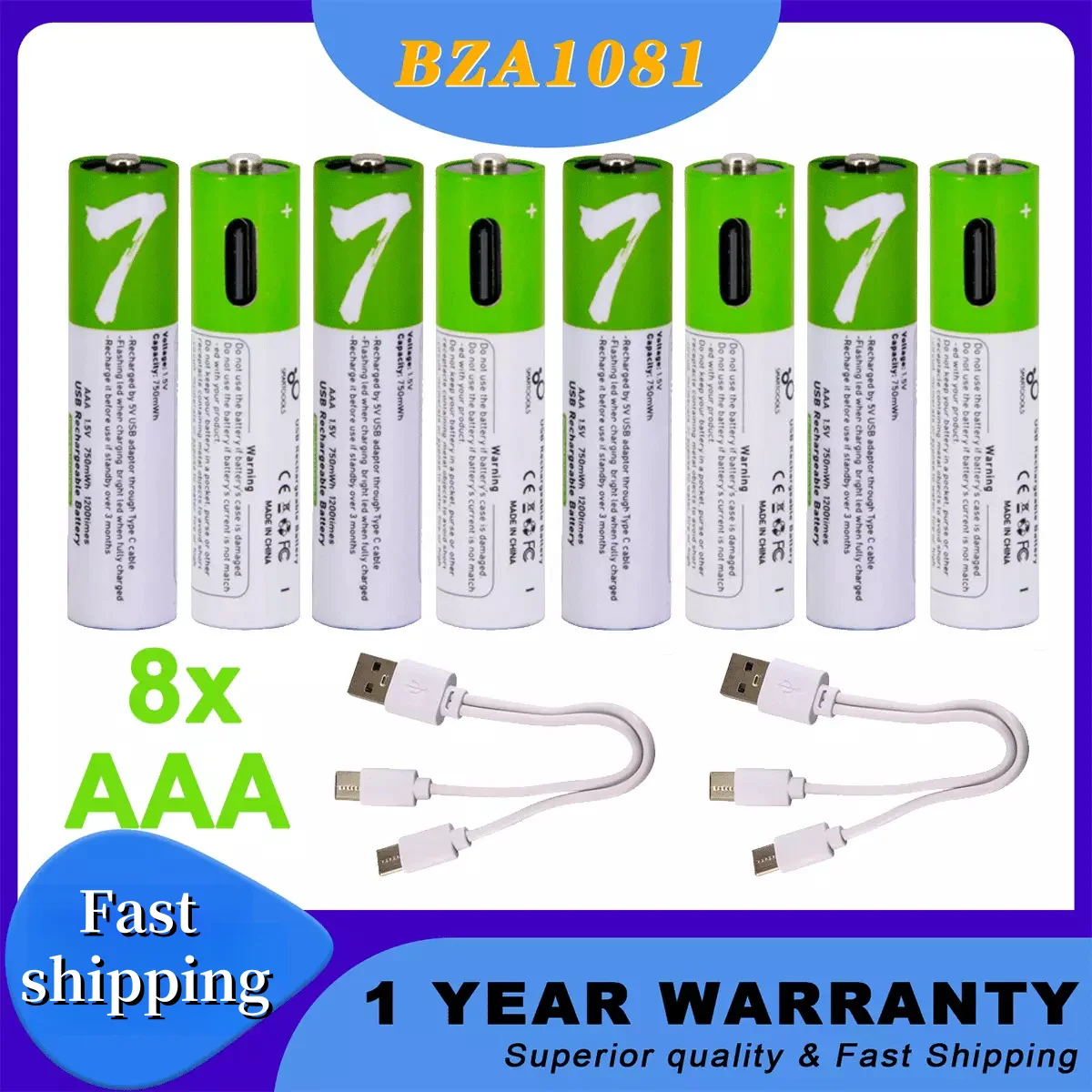 1,5 В AAA USB-аккумуляторная батарея, литий-ионная батарея 750 МВтч, кабель типа C, быстрая зарядка для мыши с дистанционным управлением 1,5 В AAA USB-аккумуляторная батарея, литий-ионная батарея 750 МВтч, кабель типа C, быстрая зарядка для мыши с дистанционным управлением