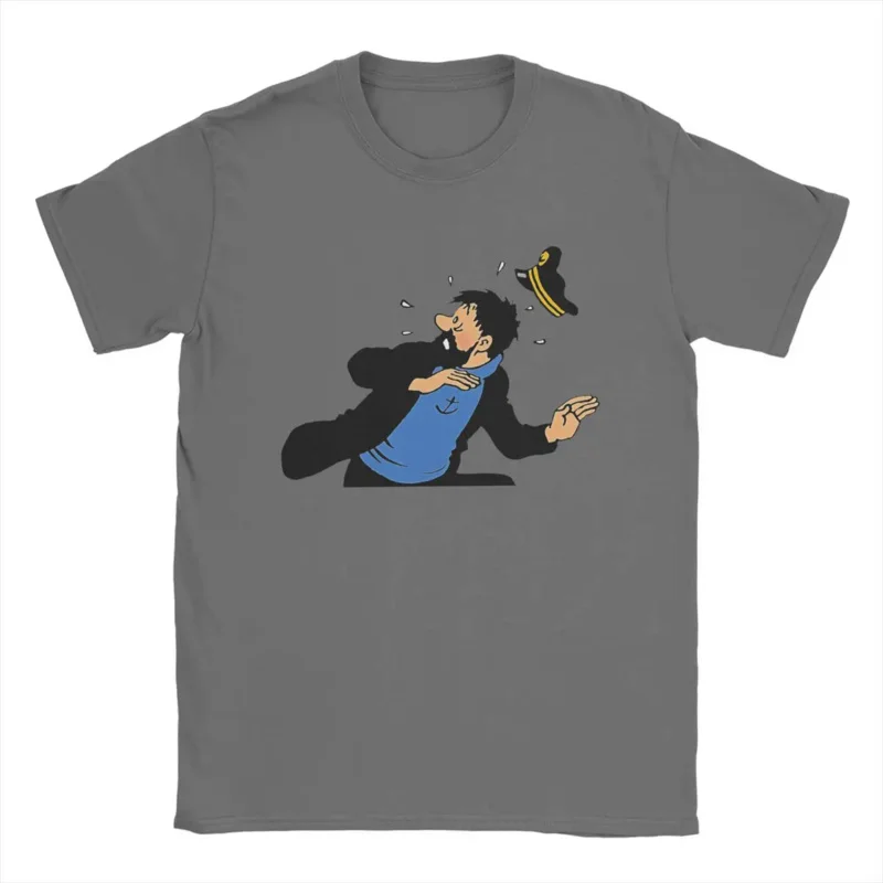 Captain Haddock T shirt men Cotton unique T-shirts crewneck cartoon tee shirt short sleeve tops gift idea