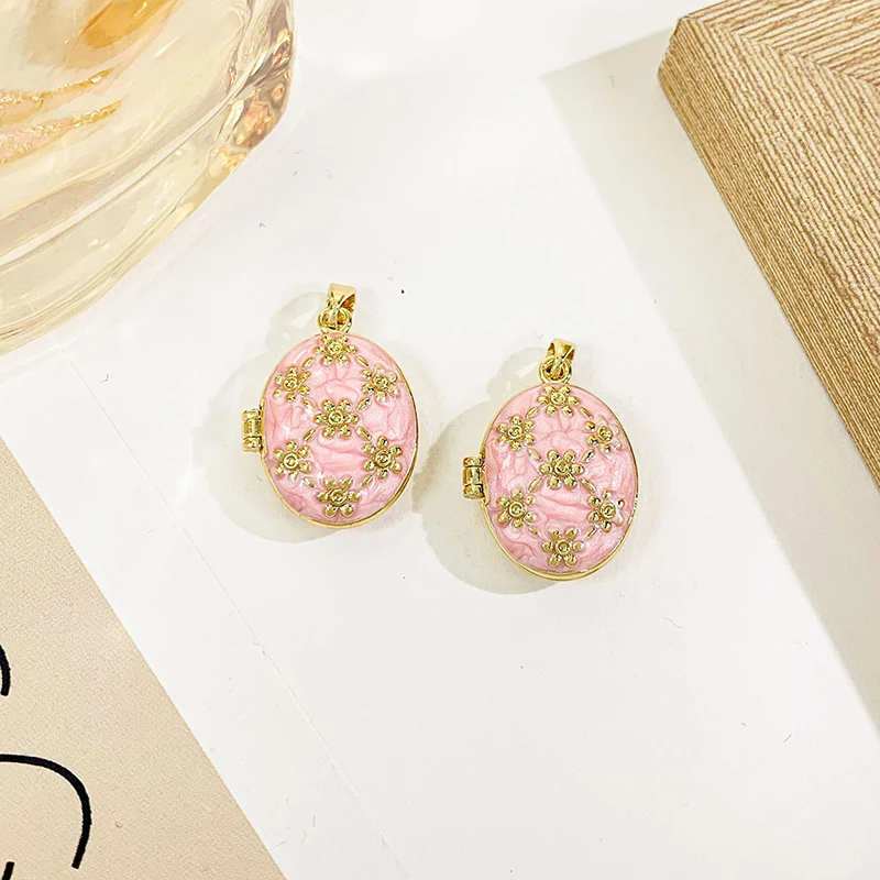 10pcs/lot Jewelry Accessory  DIY Copper French Palace Style Flower Photo Box Charms Pendants