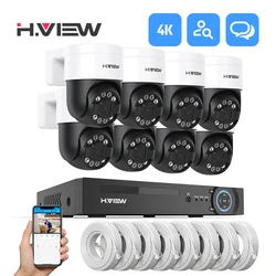 H.view 8Ch 4K 5MP 8MP Sistema di telecamere di sicurezza CCTV Ptz Kit di videosorveglianza domestica Telecamera IP esterna Rilevamento umanoide