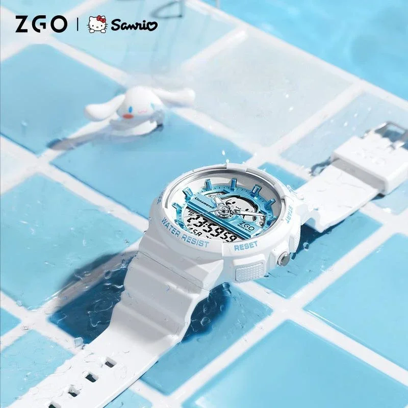 Sanrio Hello Kitty Watch Cinnamoroll Luminous Waterproof Alarm Clock Sports Women Girls Electronic Watches Kids Birthday Gifts