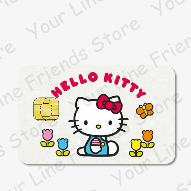 Hello Kitty สติกเกอร์บัตรเดบิตบัตรเครดิตสติกเกอร์ลาย My Melody โป๊กเกอร์รูปครอบครัว Kawaii Sanrio สติกเกอร์การ์ตูนสติกเกอร์กันน้ำ