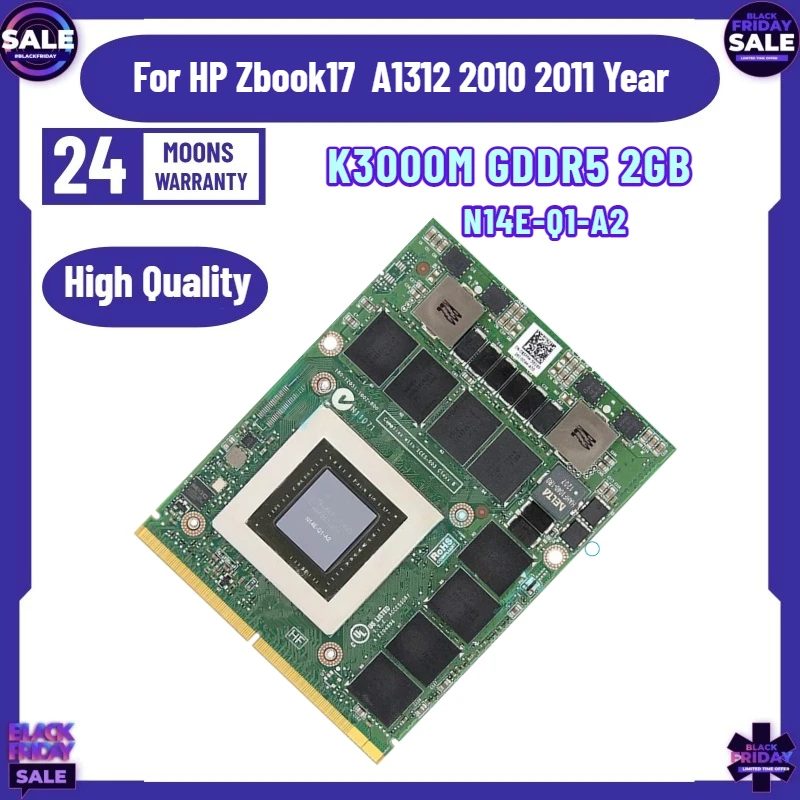Quadro K3000 K3000M GDDR5 2GB Video Graphics Card N14E-Q1-A2 with X-Bracket for HP Zbook17  A1312 2010 2011 Year