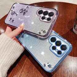 Plating Floral Case for Samsung Galaxy S26 S25 S24 S23 S22 S21 Ultra Plus FE A13 A73 A54 A34 Note 20 Cover Glitter Stars Shell