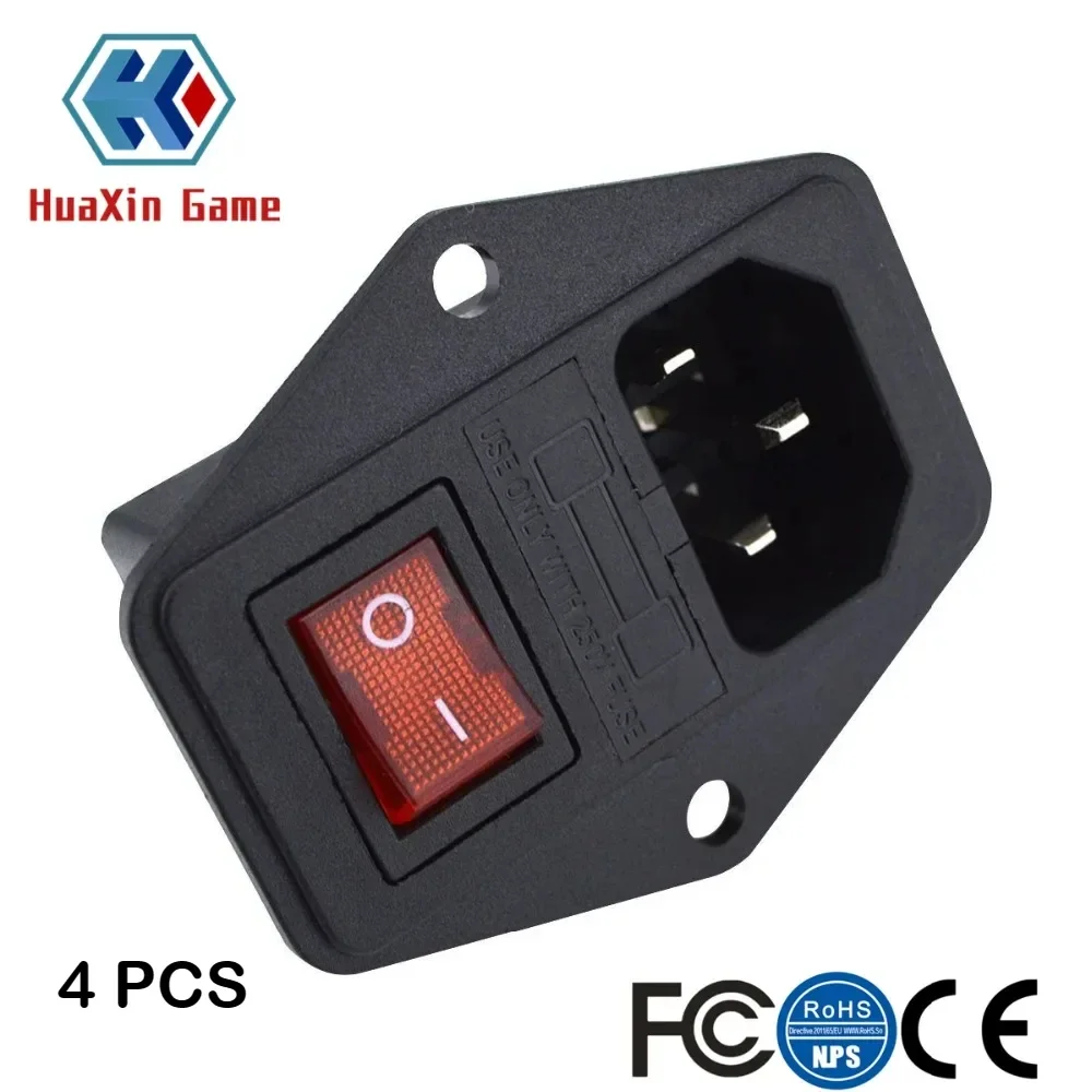 4x Inlet Module Plug 5A Fuse Switch Male Power Socket 10A 250V 3 Pin IEC320 C14