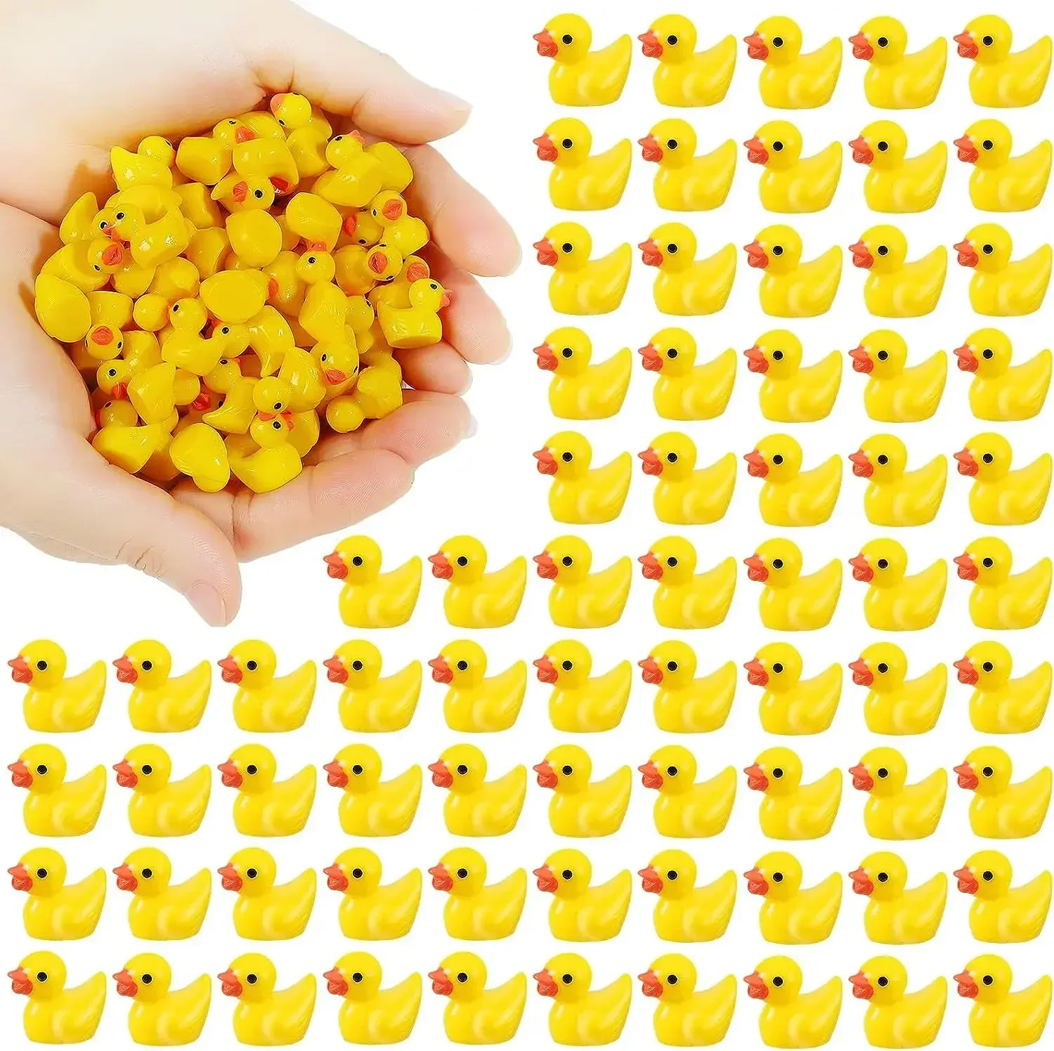 100/200 pieces of resin mini duck mini statue decorative ornaments yellow animal garden crafts duckling landscape fairy plants