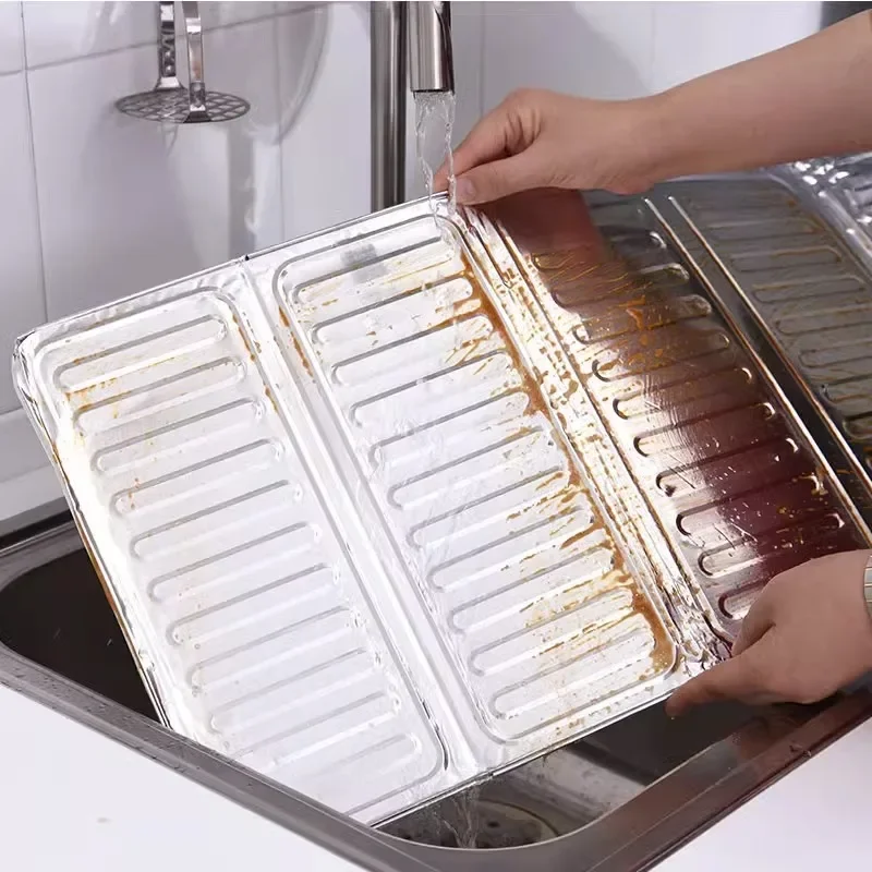 3 Sided Oil Splatter Guard Kitchen Aluminum Foil Anti Splatter Shield Guard Grease Splatter Guard for Stove Top and Frying Pan