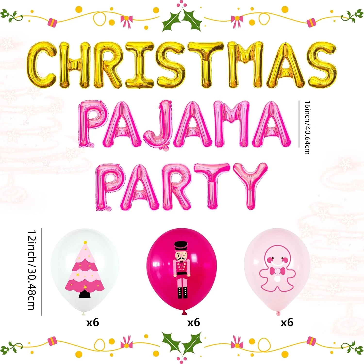 LaVenty Christmas Pajama Party Decoration Christmas Slumber Party Decoration Balloons Christmas Party Game Supplies