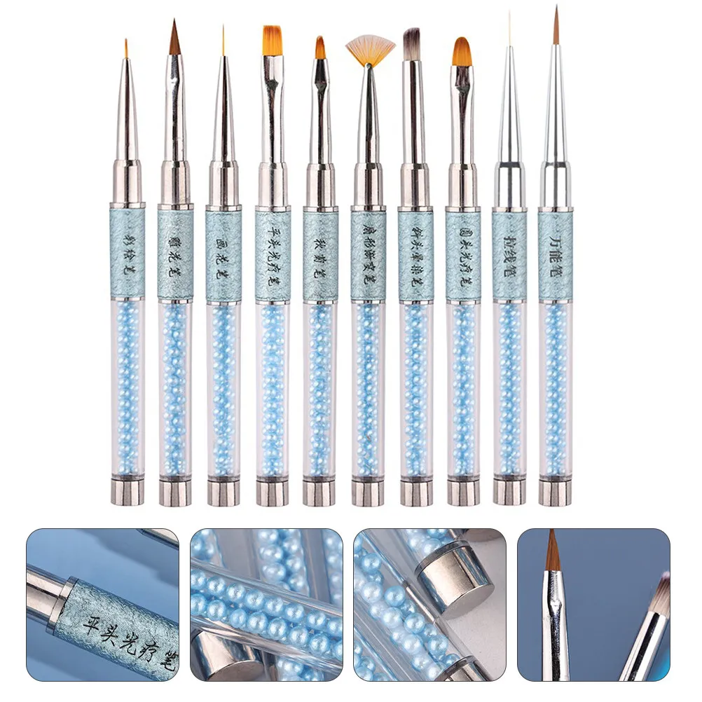 

10Pcs Professional Nail Art Brush Set High-Quality Fiber Hair Non-Deformation Lightweight Comfortable for DIY Manicure Salon