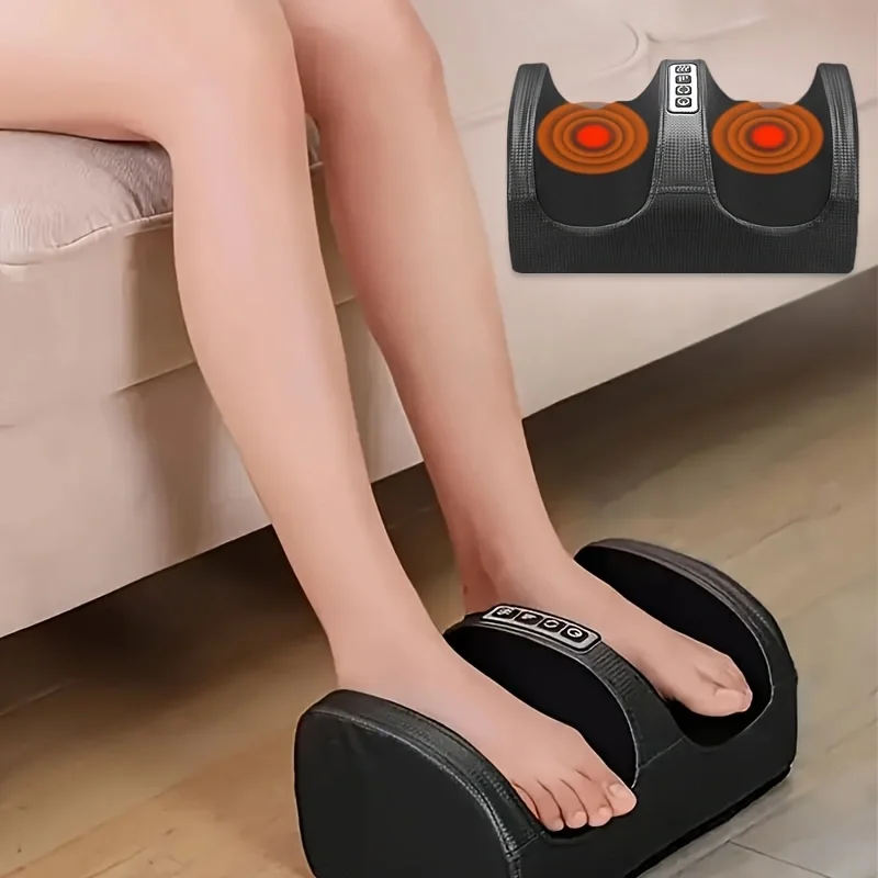 Heating and Kneading Foot Massager, Dual-Direction Kneading with 20 Massage Heads, Foot and Leg Massager, Constant Temperature Heating, Smart Timer, Plug and Play, Thanksgiving and Christmas Gift