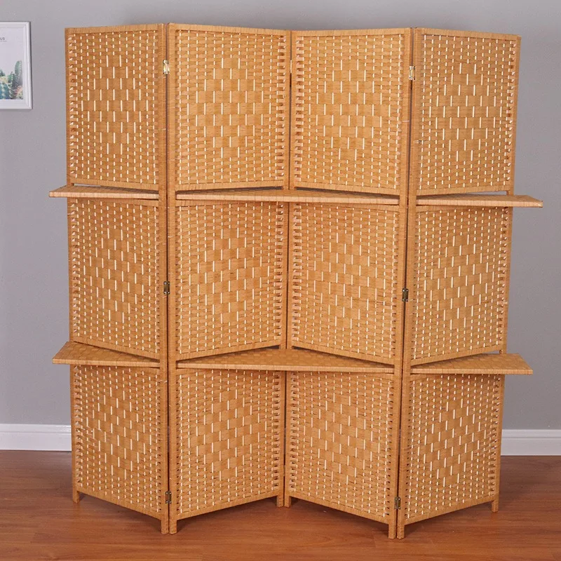 New Chinese-style entry solid wood stackable living room bedroom shielding paper woven screen, across the entrance hotel