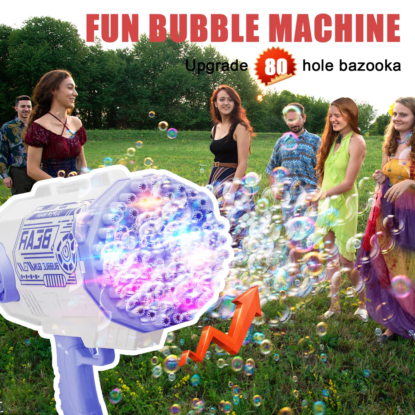 Speelgoed Voor Kinderen 80 Gaten Bubble Machine Voor Kinderen Automatische Bubble Blower Speelgoed Jongen Meisje Bubbles Machine Voor Zomer Outdoor spelen