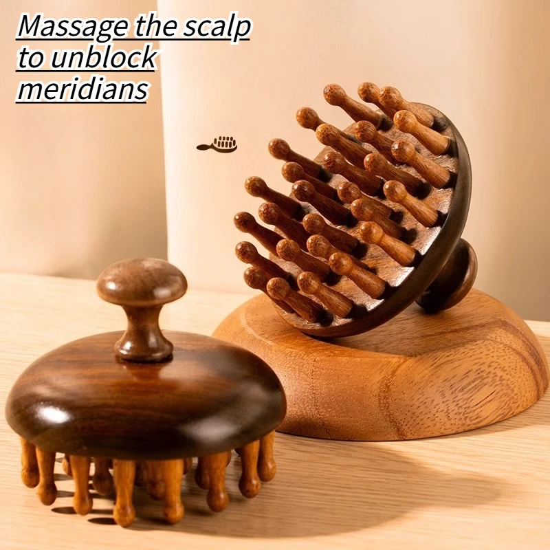 

Fashionable Universal Sandalwood Disc Massage Comb Scalp Meridian Hair Follicle Thinning and Nourishing Hair Massage Tool
