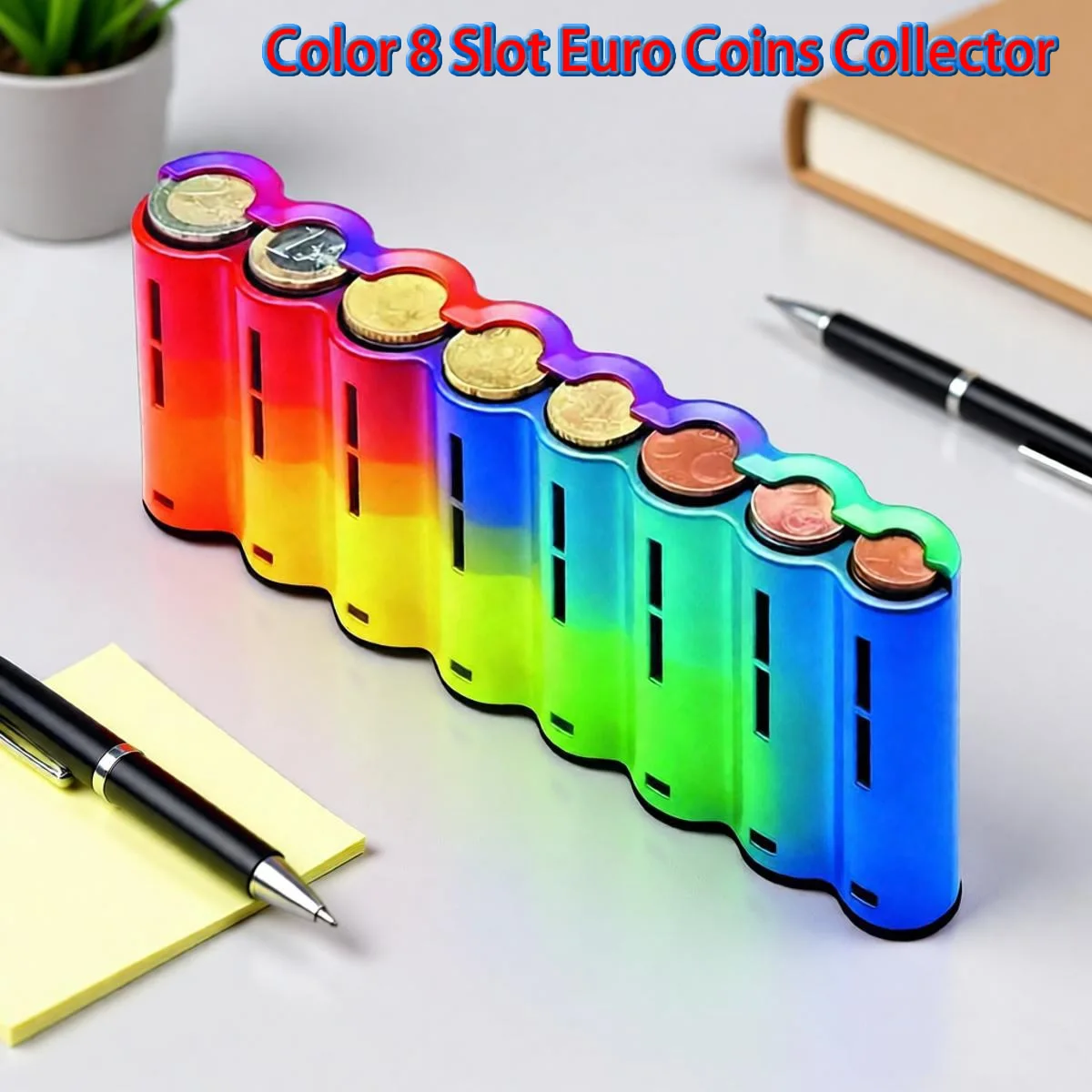 Creative 8 Slots Euro Coin Dispenser Portable Children Coins Sorter Collector Waiter Cashier Driver Small Change Money Safe Box