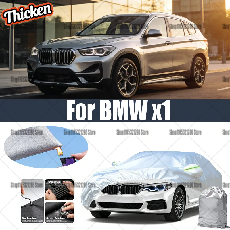 For BMW x1 thickened car cover Sunscreen, rain and snow protection, and scratch-resistant car cover Compact Storage