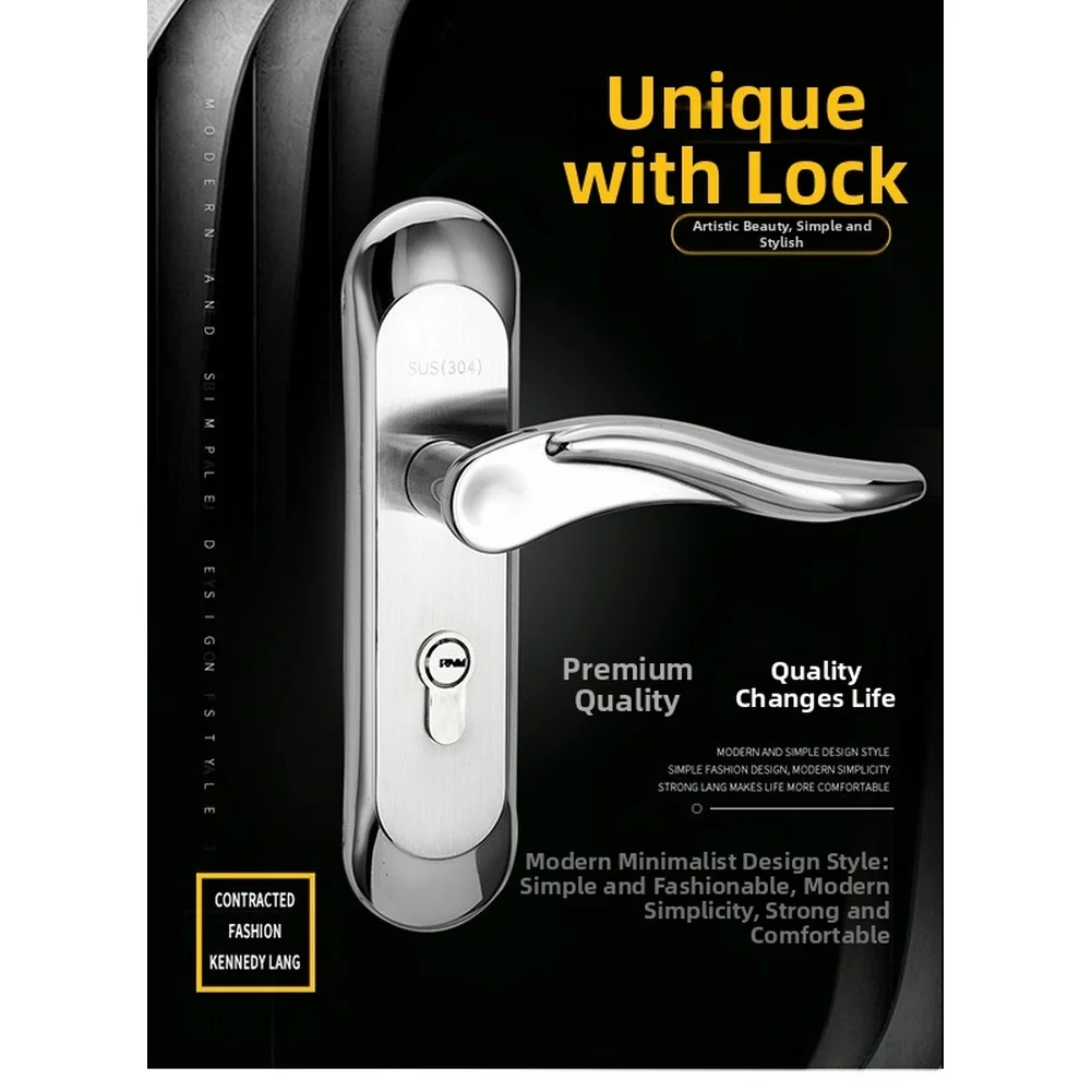 Stainless Steel Door Lock Set Single Tongue 50 Twin Tongue 50 Twin Tongue Small 50 Interior Door Hardware Tools Easy Install