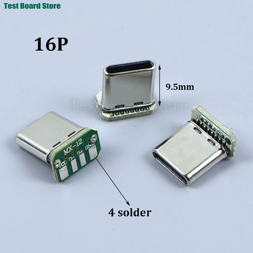 2/5/10 Stück USB Typ-C Stecker 16P Vertikaler Daten-Ladeanschluss mit 2/3/4/5/6 Schweiß-PCB-USB-Platinenanschluss 16P USB-C Steckverbinder – Detail 4